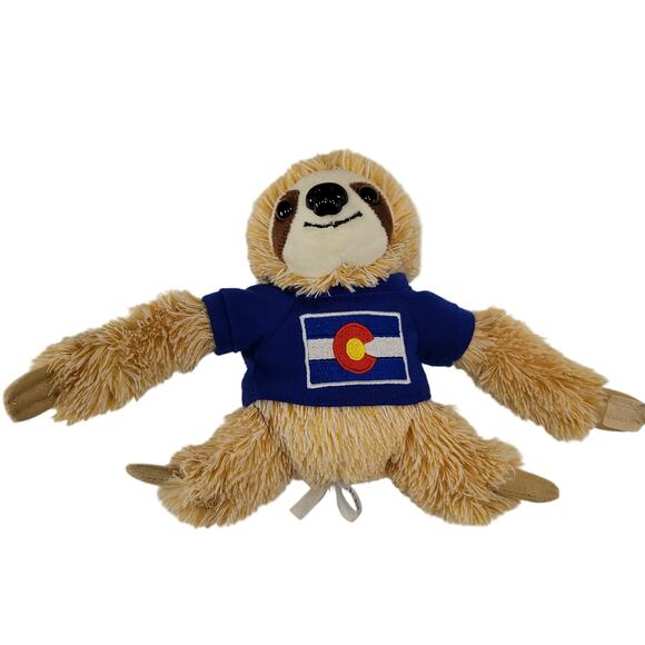 Sloth Plush Stuffed Animal 8" Colorado Flag Shirt Soft Toy Plushy Stuffy - Picture 6 of 16